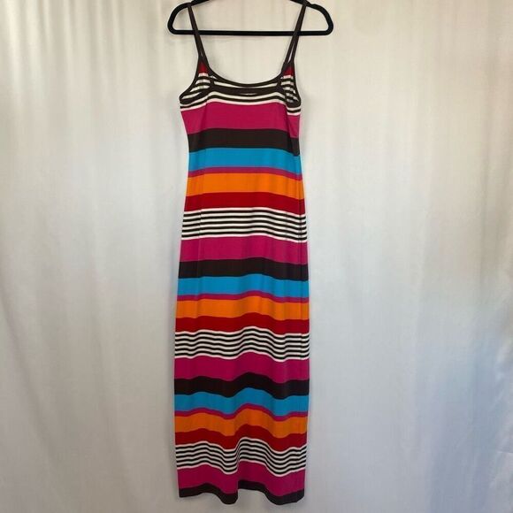 Derek Heart Colorful Stripe Pattern Spaghetti Strap Long Maxi Dress Junior’s L - Picture 10 of 10
